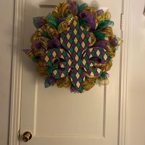 Handmade Mardi Gras Wreath